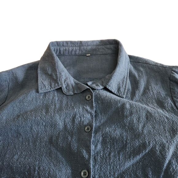 Minibee 100% Linen Lagenlook Coastal Beach Button Up Front Pockets Women SZ L - Picture 9 of 16